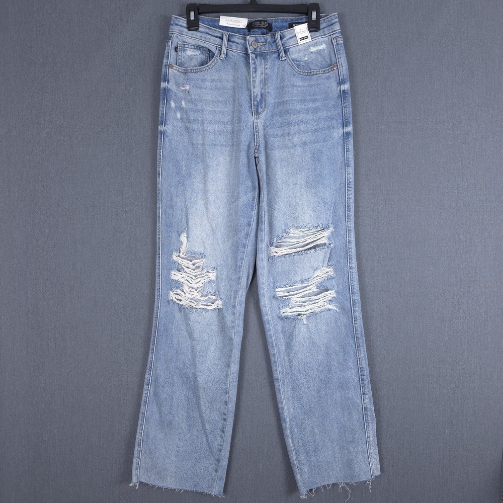 Judy Blue High Waisted Rigid Magic 90s Destroy Straight‎ Denim Jeans Womens 3/26